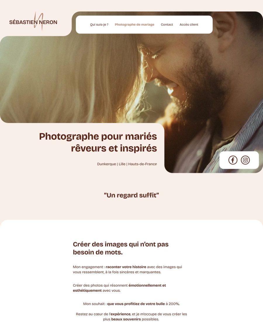 La page d'accueil de Sébastien Neron